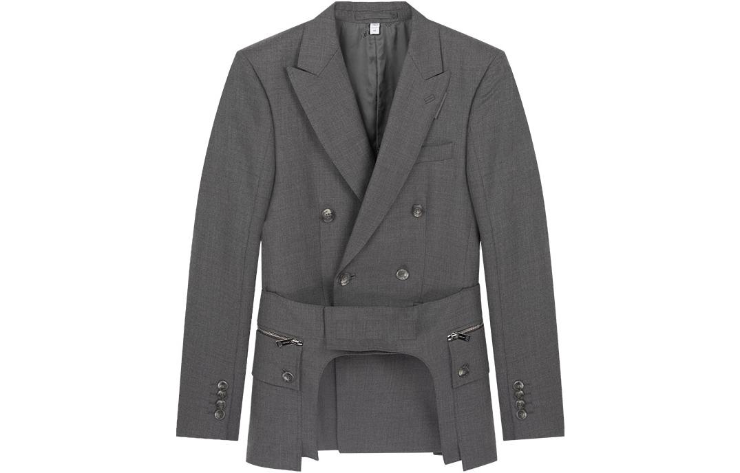 Burberry  Double-Breasted Solid Gray Casual Workwear Blazer Jacket. 45592391 圖 2