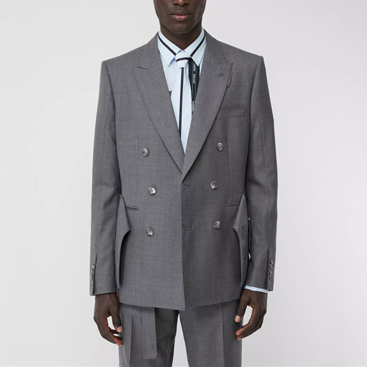 Burberry  Double-Breasted Solid Gray Casual Workwear Blazer Jacket. 45592391 圖 4
