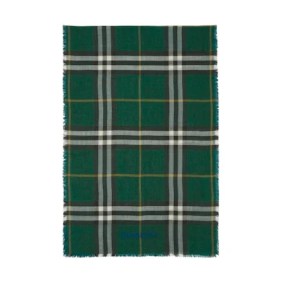 Burberry Double-Sided Check Wool Scarf in Green. 80846531