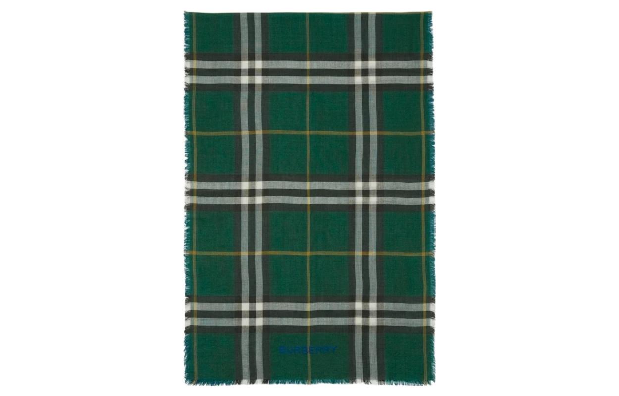 Burberry  Double-Sided Check Wool Scarf in Green. 80846531 圖 2