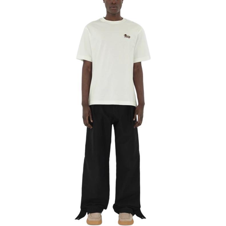 Shop 버버리 자수 오리 그래픽 크루 넥 티셔츠 초크 컬러. 80959281