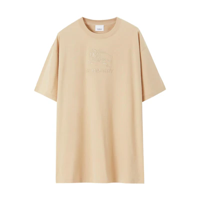 Burberry Embroidered Letter Oversized T-Shirt Khaki Color. 80727491