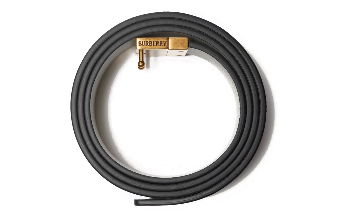 Lookbook バーバリー 彫刻ロゴ カーフスキンレザーベルト ブラック 3.5CM 幅 80808021