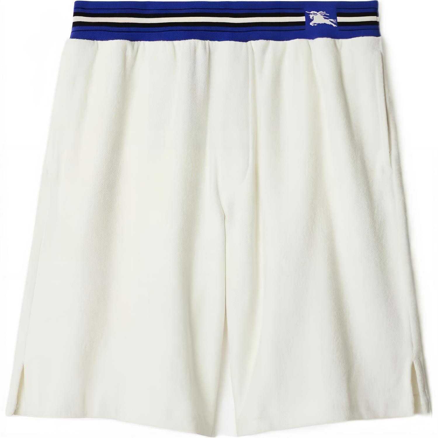 Burberry  Equestrian Logo Loose Fit Drawstring Shorts - White 80900601