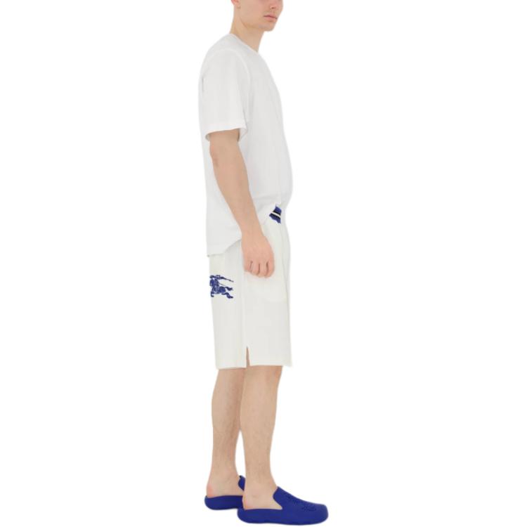 Burberry  Equestrian Logo Loose Fit Drawstring Shorts - White 80900601 圖 6