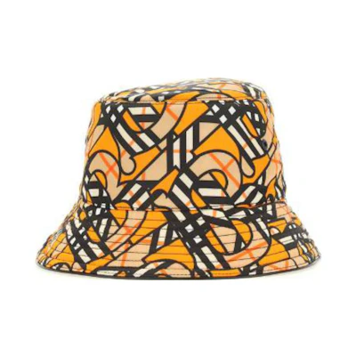 Burberry Fashion Alphabet Print Nylon Bucket Hat Yellow/Black. 8056546136547A7739