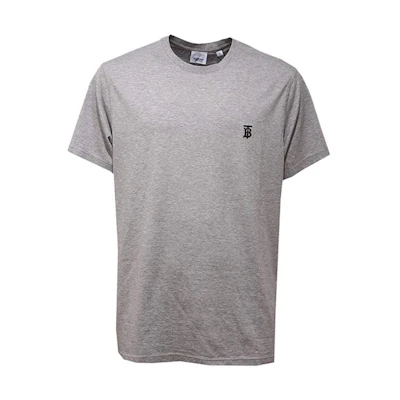 Burberry Fitted Crew Neck Logo Print T-Shirt in Grey. 8014023