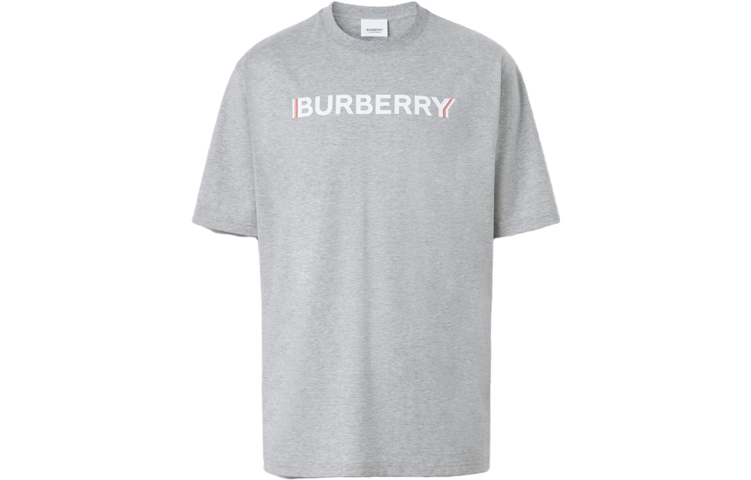 Order Burberry Kelabu Baju-T Oversized Cetakan Huruf Kapas 80530121