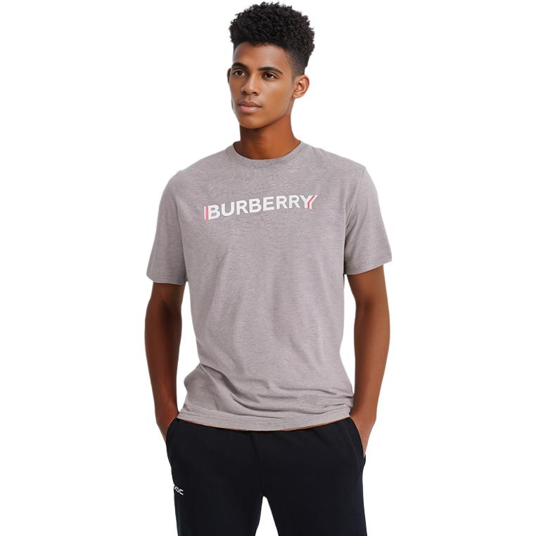 Sizing Burberry Kelabu Baju-T Oversized Cetakan Huruf Kapas 80530121