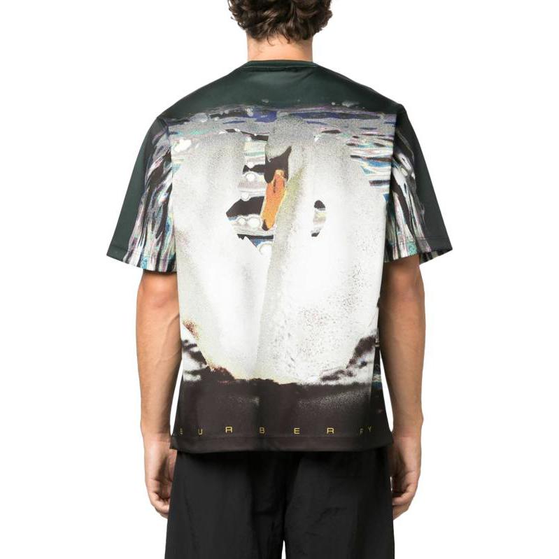 Burberry  Gray Swan Alphabet Print Crew Neck T-Shirt. 80778731 圖 4