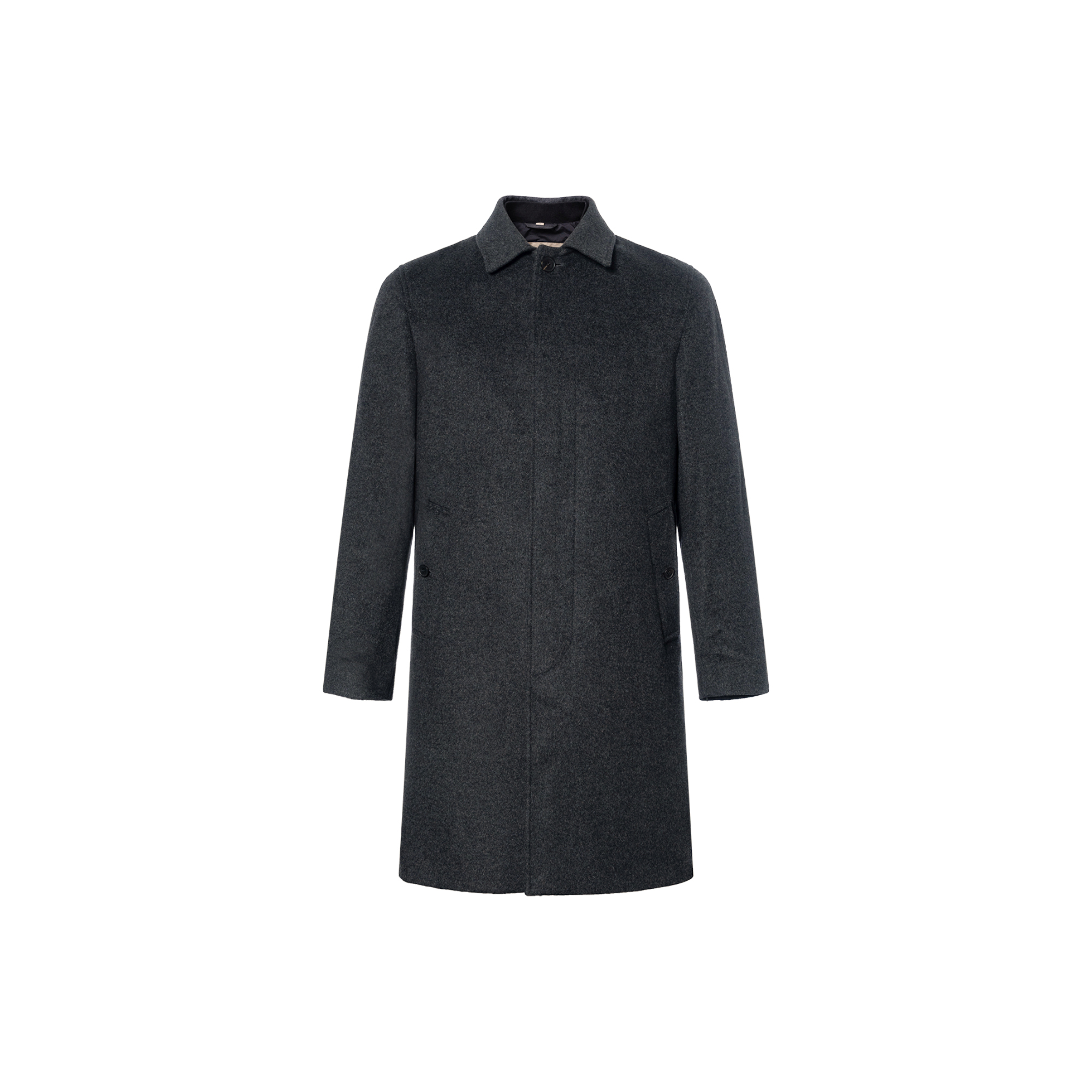 Burberry  Gray Wool Blend Mid-Length Coat with Detachable Vest. 40653951