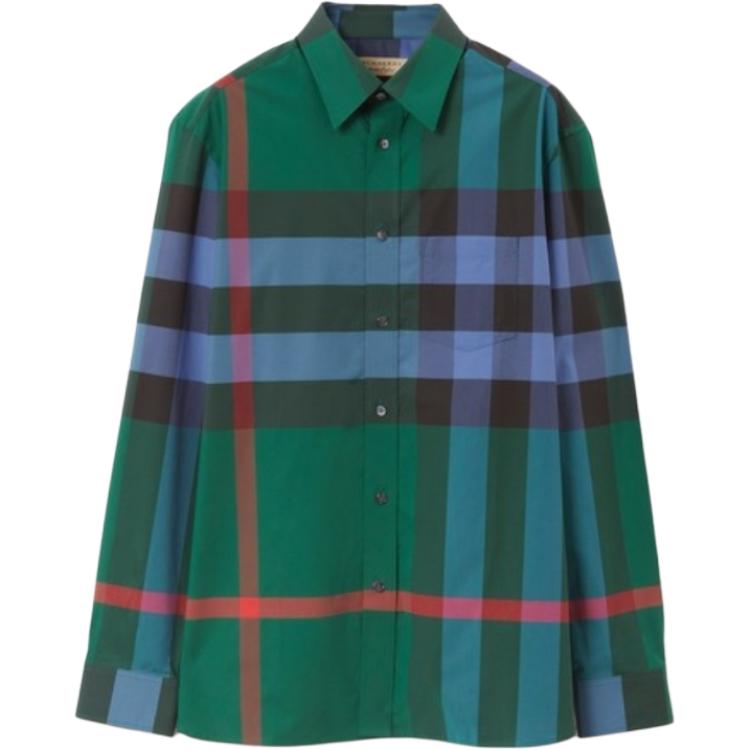 Burberry  Green Check Pattern Long-Sleeve Button-Up Shirt. 80466221