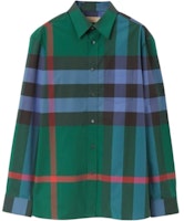 Burberry Green Check Pattern Long-Sleeve Button-Up Shirt. 80466221 Burberry Green Check Pattern Long-Sleeve Button-Up Shirt. 80466221