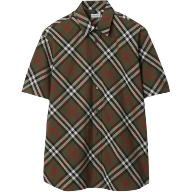 Burberry  Green Check Short-Sleeve Button-Up Shirt. 80953241