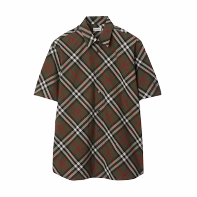 Burberry Green Check Short-Sleeve Button-Up Shirt. 80953241