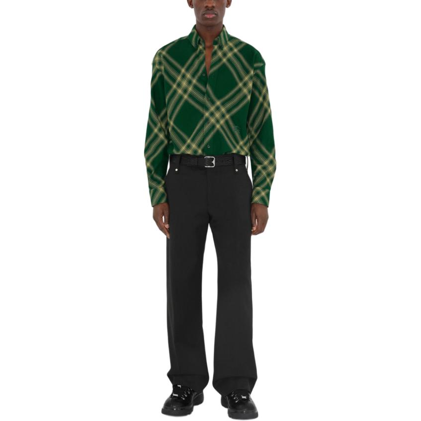 Shop Burberry  Green Checkered Button-Up Cashmere Sweater. 80825001