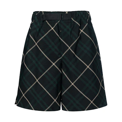 Burberry Green Checkered Casual Shorts with Zip Pocket. 80903001