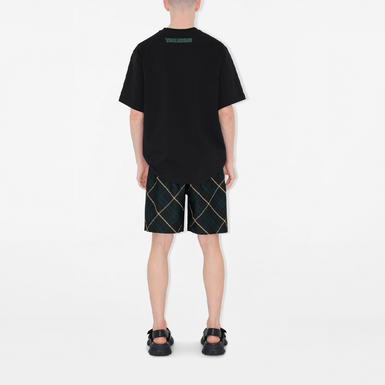 Purchase Burberry Seluar Pendek Santai Hijau Corak Kotak dengan Poket ZIP. 80903001