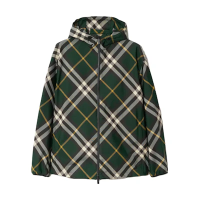 Burberry Green Checkered Hooded Zip Casual Jacket. 80818951