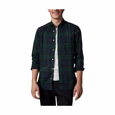Burberry Green Checkered Long-Sleeve Button-Up Shirt. 40618101