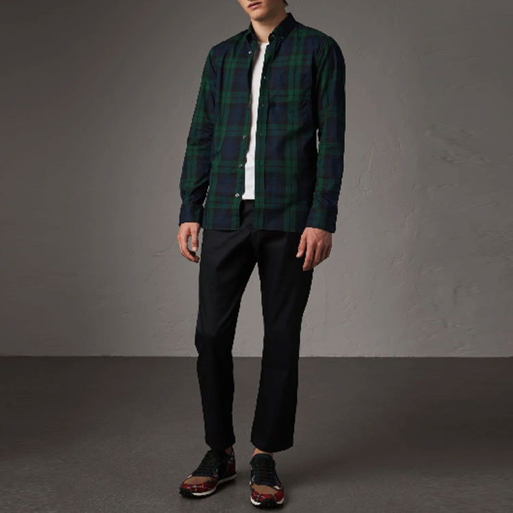 Burberry  Green Checkered Long-Sleeve Button-Up Shirt. 40618101 圖 3