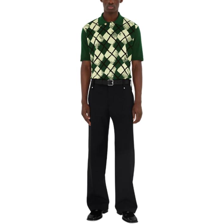 Purchase Burberry 綠色撞色菱形格紋針織POLO衫 80831931