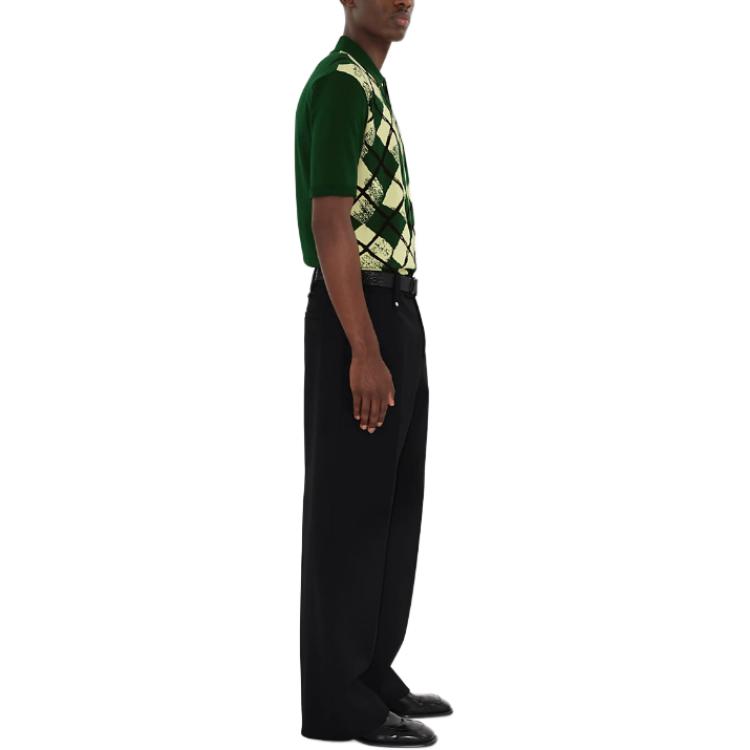 Sizing Burberry 綠色撞色菱形格紋針織POLO衫 80831931