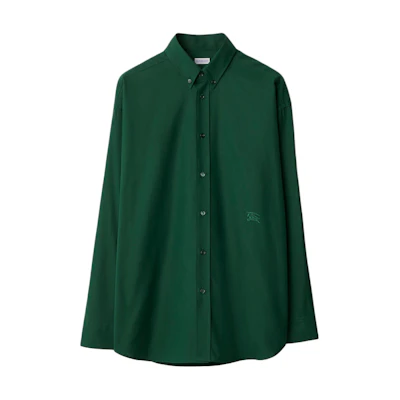 Burberry Green Cotton Oxford Shirt Long-Sleeve Button-Down Classic Fit 80828851