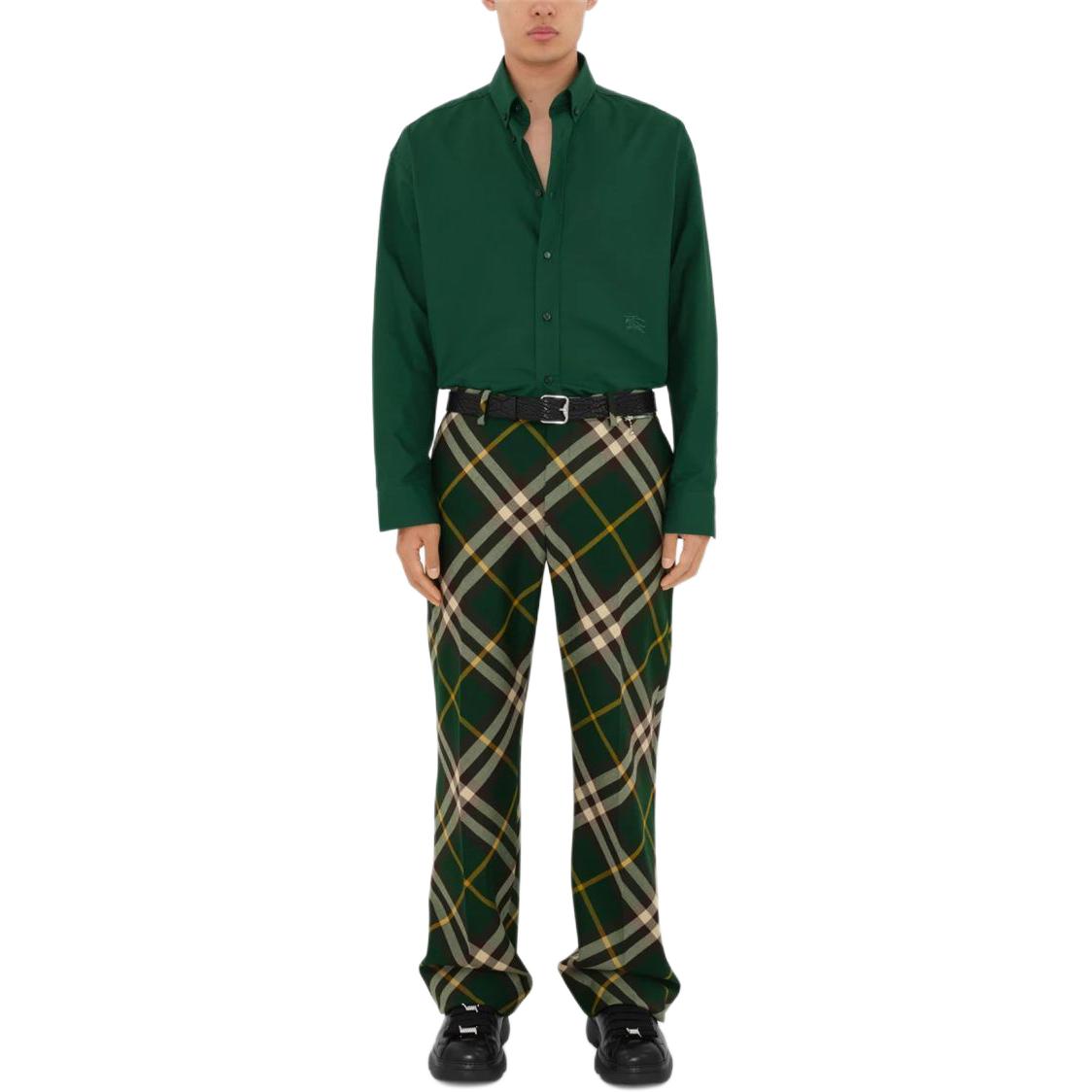 Shop Burberry Kemeja Hijau Kapas Lengan Panjang Klasik Button-Down Fit 80828851