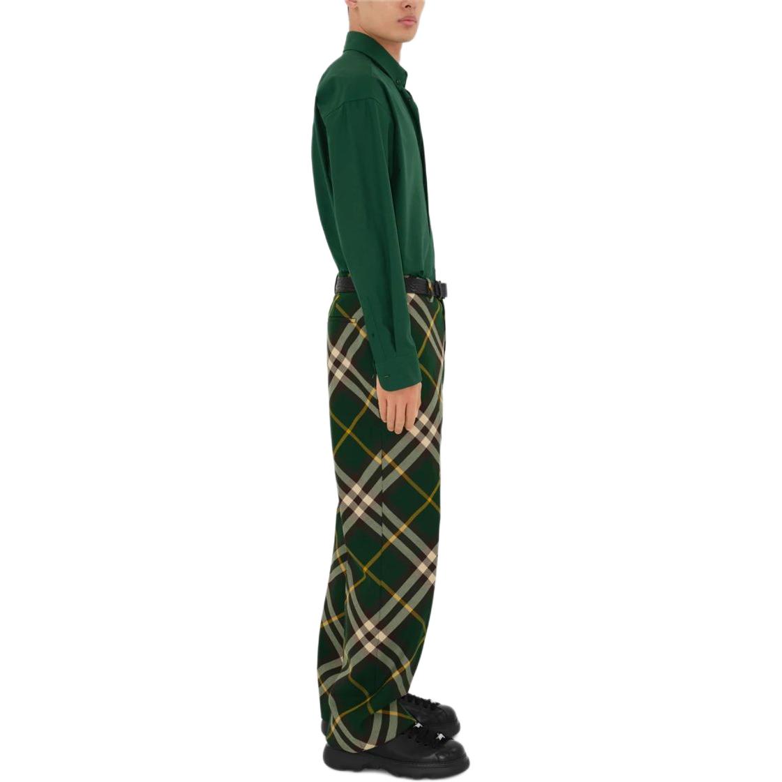 Details for Burberry Kemeja Hijau Kapas Lengan Panjang Klasik Button-Down Fit 80828851