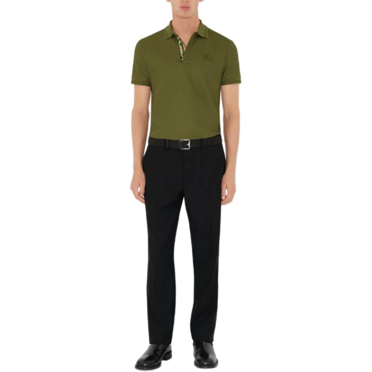 Burberry  Green Embroidered Pullover Straight-Cut Polo Shirt. 80991641 圖 3