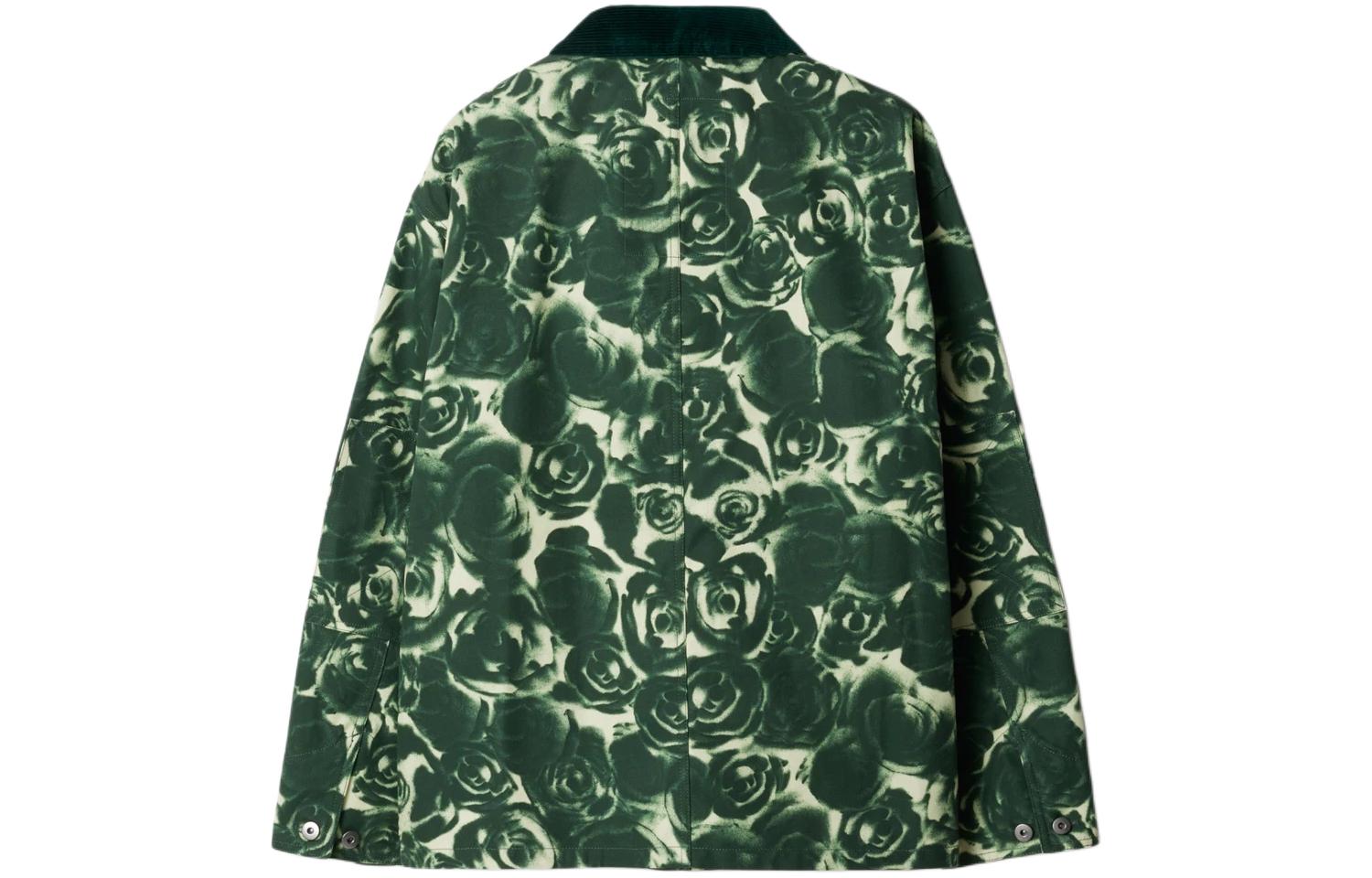 Lookbook 버버리 그린 플로럴 로즈 버튼 클로저 카라 코튼 자켓. 80806141