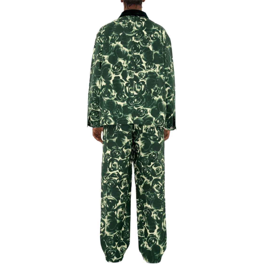 Details for 버버리 그린 플로럴 로즈 버튼 클로저 카라 코튼 자켓. 80806141