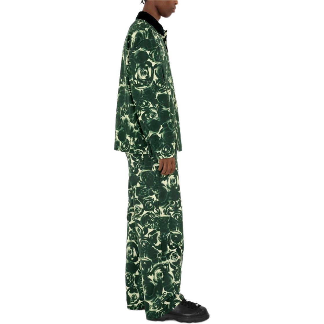 Sizing 버버리 그린 플로럴 로즈 버튼 클로저 카라 코튼 자켓. 80806141