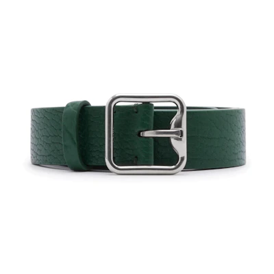 Burberry Green Leather Belt with B-shaped Pin Buckle, 3.5cm Wide. 80774881