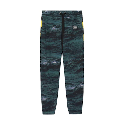 Burberry Green Marble Mid-Waist Jogger Pants with Belted Design 8024608