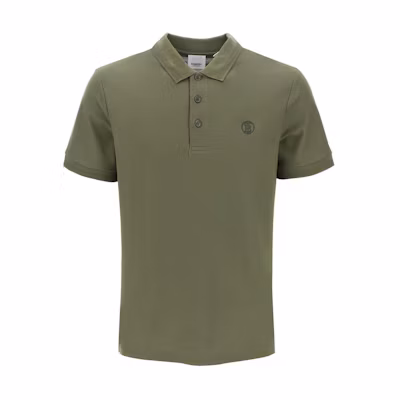 Burberry Green Polo Shirt with Solid Color and Embroidered Logo. 80831561