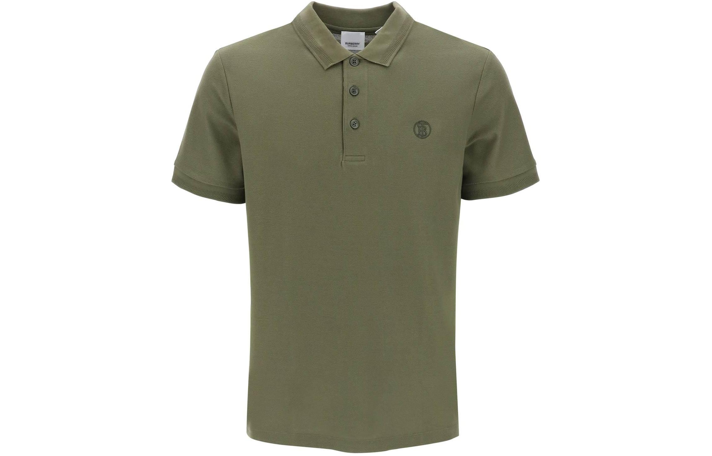 Order Burberry  Green Polo Shirt with Solid Color and Embroidered Logo. 80831561