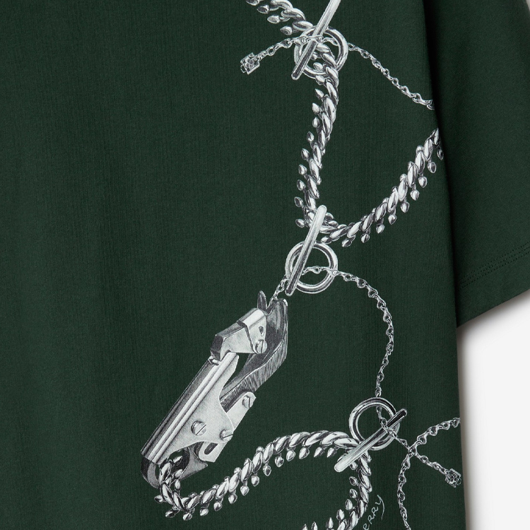 Sizing Burberry Kaos Hijau Longgar Cetak Crew Neck 80895781