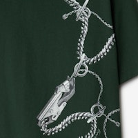 Burberry Kaos Hijau Longgar Cetak Crew Neck 80895781 Sizing Burberry Kaos Hijau Longgar Cetak Crew Neck 80895781