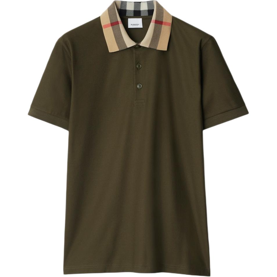 Burberry  Green Short Sleeve T-Shirt with Check Button Design. 80959231