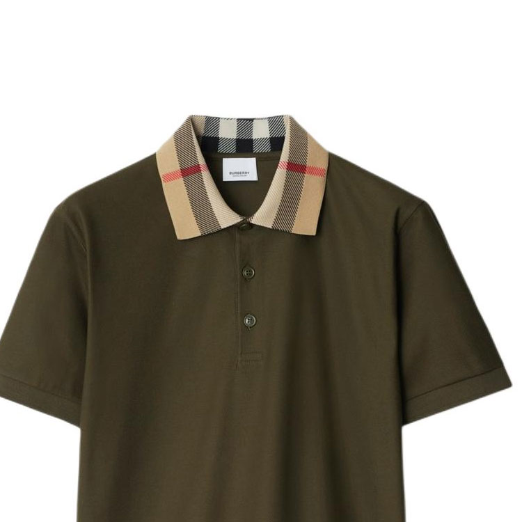 Purchase Burberry  Green Short Sleeve T-Shirt with Check Button Design. 80959231