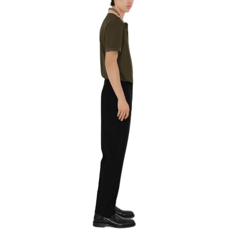 Details for Burberry  Green Short Sleeve T-Shirt with Check Button Design. 80959231