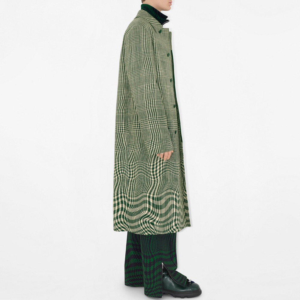 Details for Burberry 綠色條紋彈性腰直筒針織運動長褲 80811541