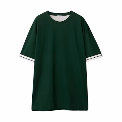 Burberry Green Striped Print Cotton Crewneck T-Shirt Short Sleeve 80813011