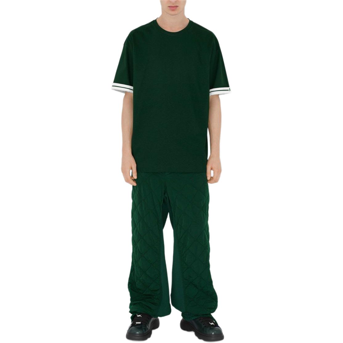 Shop Burberry Kaos Hijau Garis Cotton Crewneck Lengan Pendek. 80813011