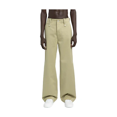 Burberry Green Wide-Leg Casual Pants with Zipper Front. 80766461