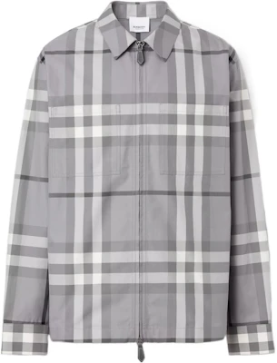 Burberry Grey Check Cotton Zip-Up Long Sleeve Shirt 80557381 Buy Burberry Grey Check Cotton Zip-Up Long Sleeve Shirt 80557381