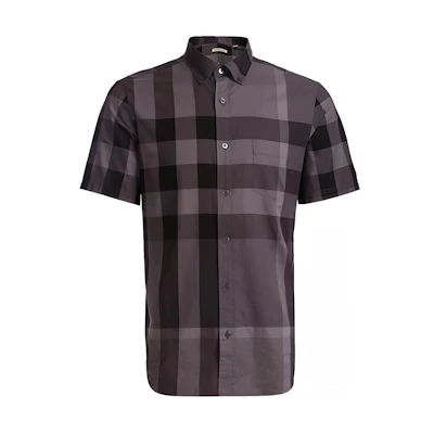 Burberry Grey Checkered Print Short Sleeve Shirt 38463771