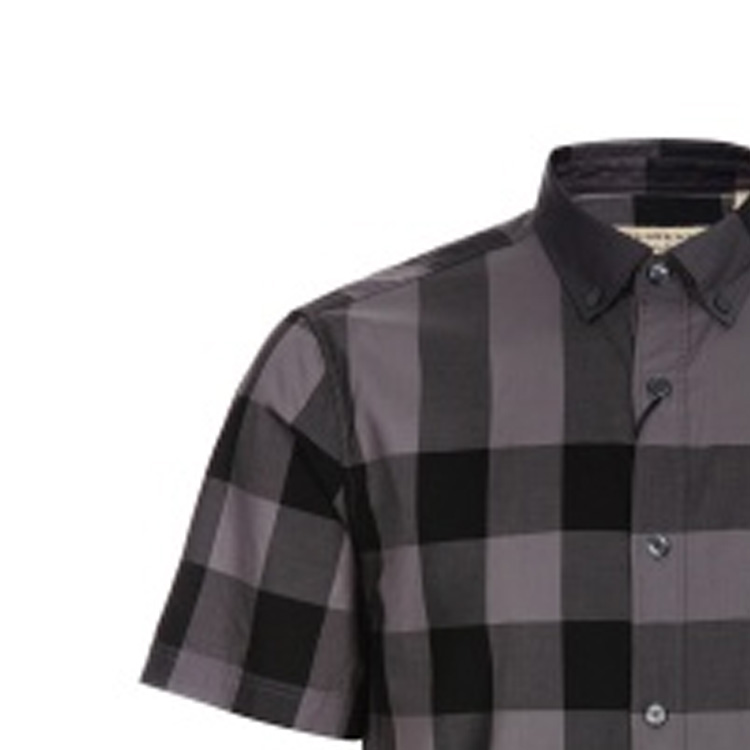 Shop Burberry 灰色格紋印花短袖襯衫 38463771